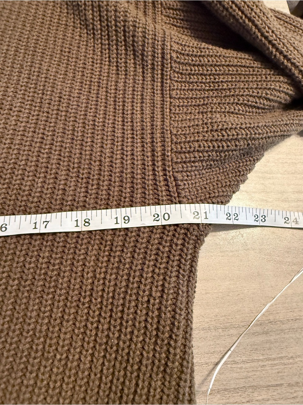 Express Open-Front Brown Ribbed Cardigan with Pockets - Picture 5 of 6